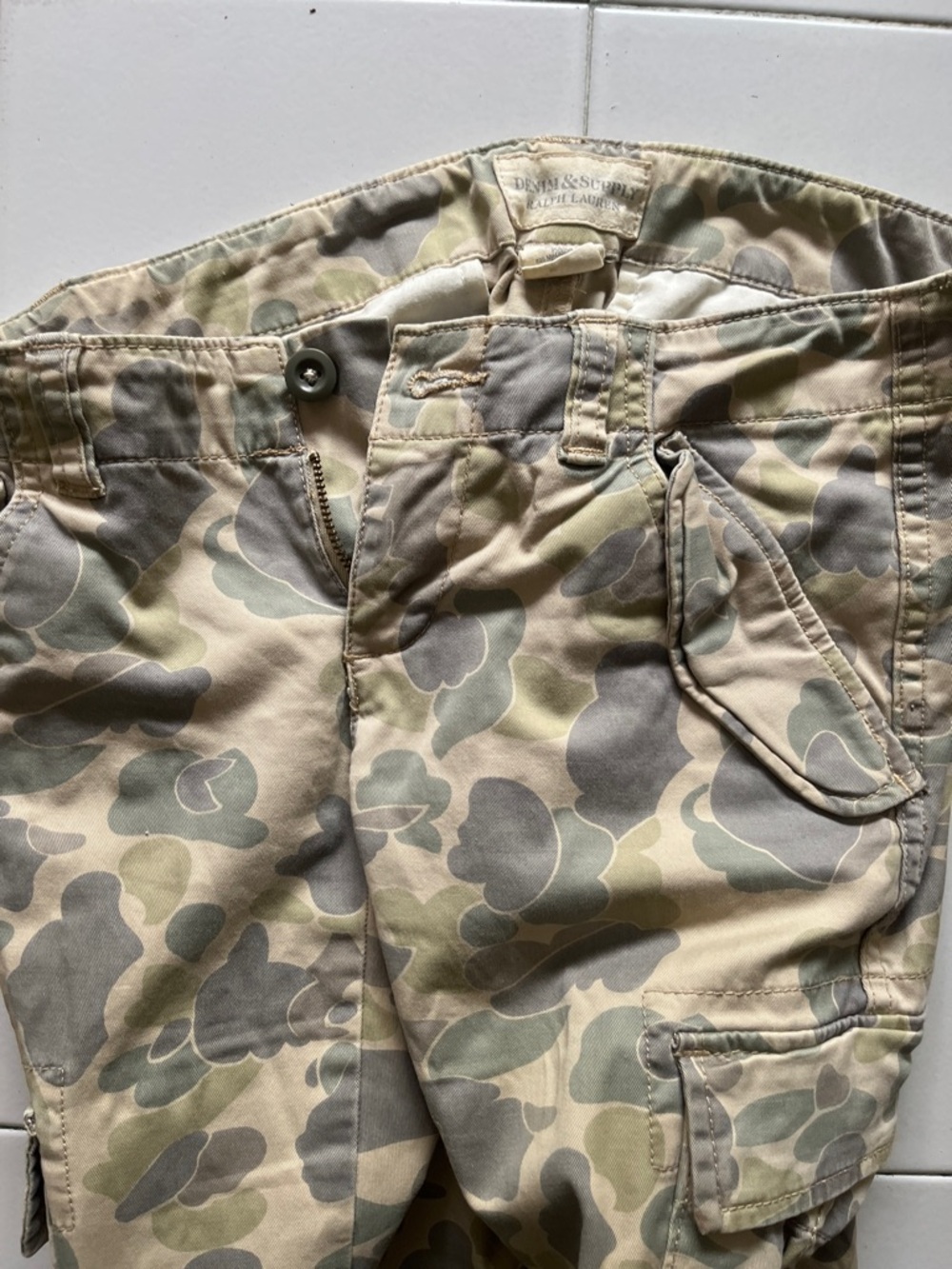 Denim & Supply Ralph Lauren Women's Camo Cargo Pants - Olive/Beige